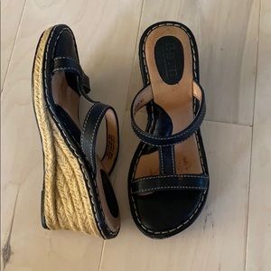 BORN black wedge straps sandals